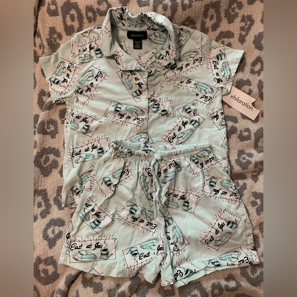 🆕 nwt womens coffee conversation pajama top bottom set
